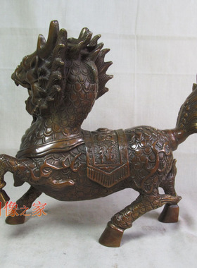 黄铜仿古麒麟摆件家居财福麒麟招财