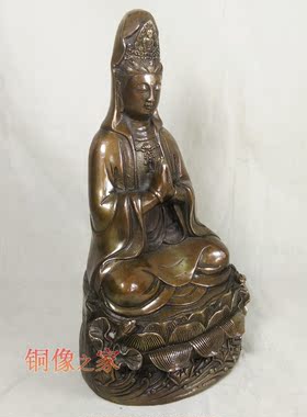 纯铜仿古风菩萨保平安摆件观音像
