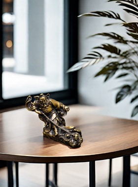 华擎纯铜钟馗摆件复古风客厅装饰