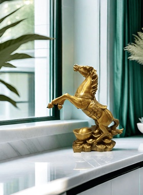 黄铜铜马摆件发财马创意家居装饰