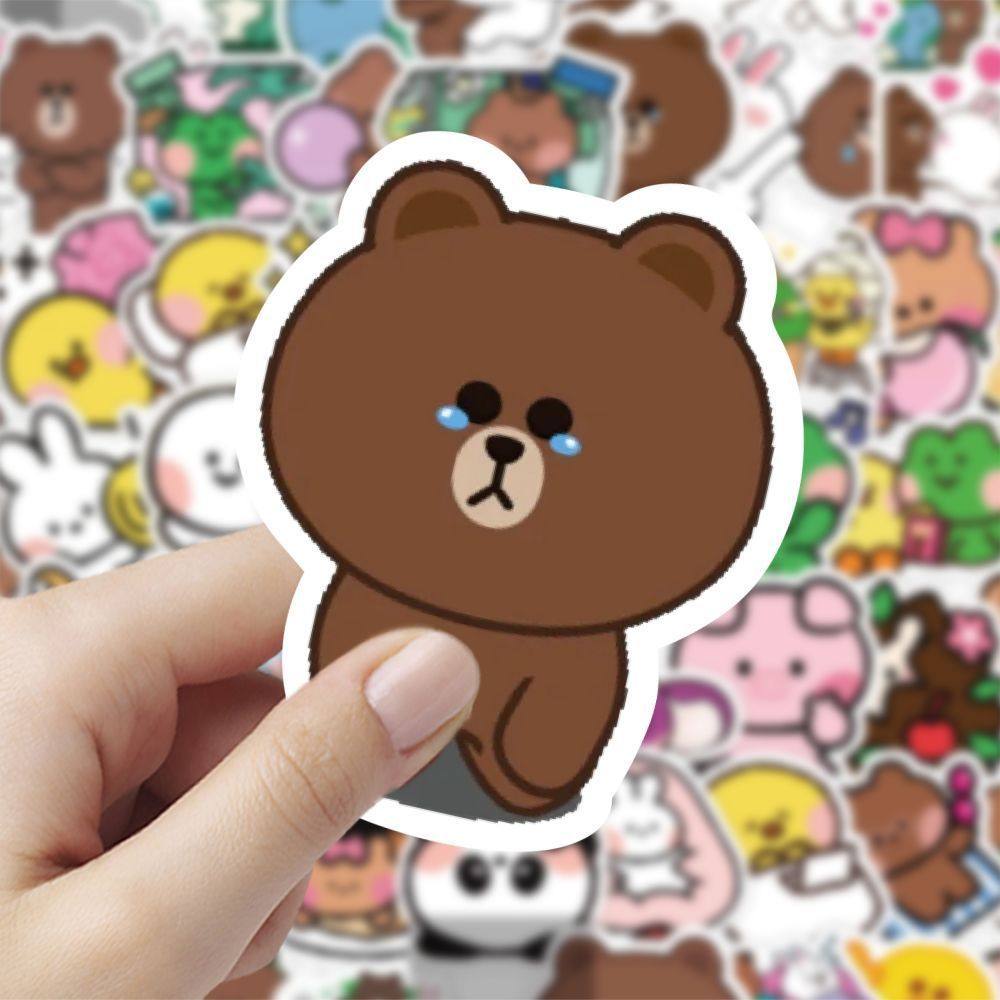 新品120张不重复韩国ins可爱line布朗熊贴纸手账贴纸标签装饰贴画,淘宝优惠券,粉丝福利购,淘宝优惠卷