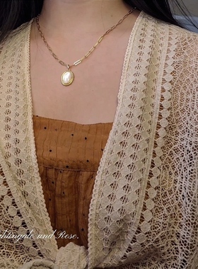 夜莺与蔷薇《中世纪》欧式法式复古珍珠贝母OT扣项链原创