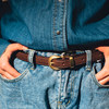 Retro handmade genuine leather cow belt for men and women denim work clothes