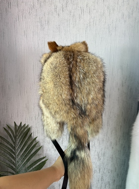 进口郊狼皮草狼霸王狂野霸气十足保暖御寒男女同款护耳皮草帽子