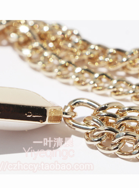 32cm浅金仿珍珠多层链条手机链