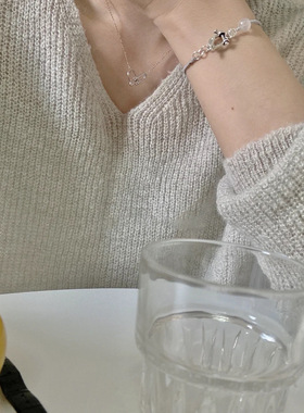 韩系新品超闪项链女 气质精致小众设计锆石ins冷淡风马蹄扣锁骨链