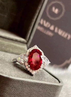 高级感红宝石戒指轻奢百搭
