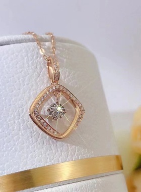 菱形18k玫瑰金钻石吊坠女