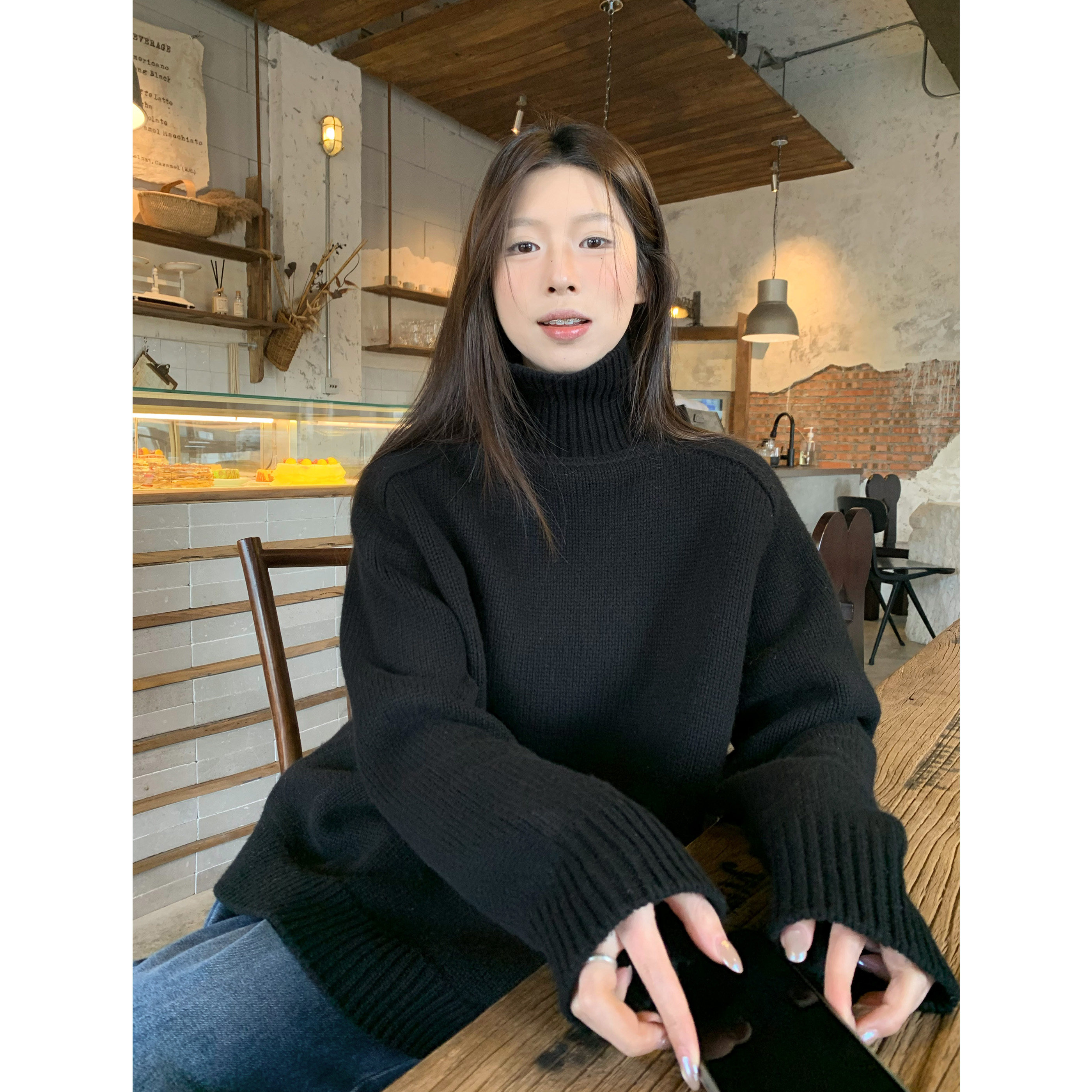 HVIVI 舒适绵羊毛宽松简约高领毛衣女冬季新款慵懒针织打底衫上衣,淘宝优惠券,粉丝福利购,淘宝优惠卷