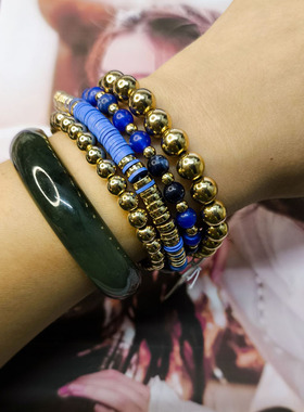 外贸饰品欧美单彩色软陶手链