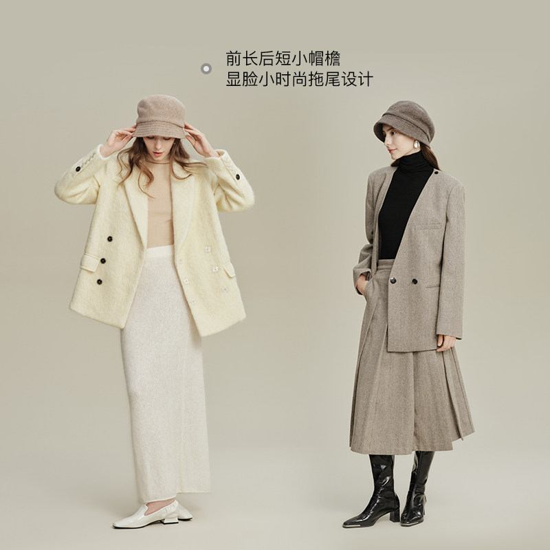 FANCET帽子女士冬季羊毛呢渔夫帽百搭时尚显瘦脸小保暖盆帽贝雷帽,淘宝优惠券,粉丝福利购,淘宝优惠卷