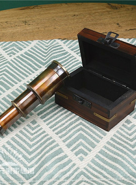 复古做旧望远镜纯铜书房工艺品