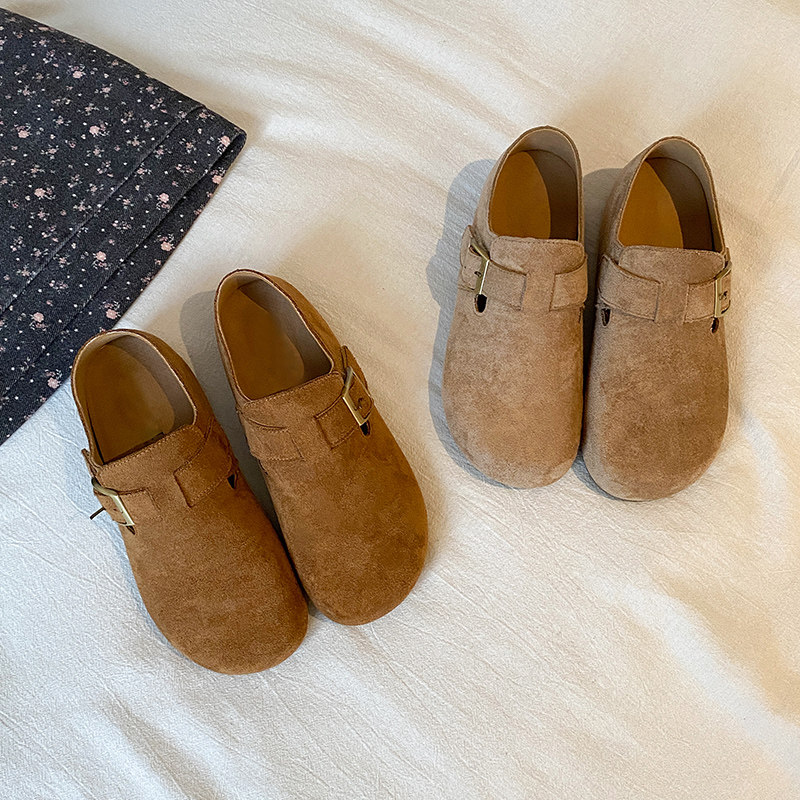 娇彤全真皮版2025春秋新款勃肯鞋女全包平底魔术贴博肯单鞋晚晚鞋,淘宝优惠券,粉丝福利购,淘宝优惠卷