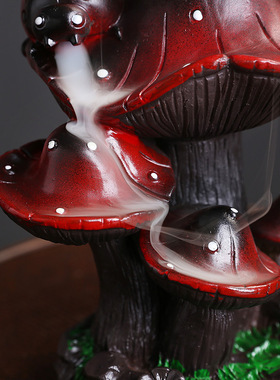 跨境树脂倒流香香炉家居摆件 创意蘑菇欧式高山流水倒流香炉批发