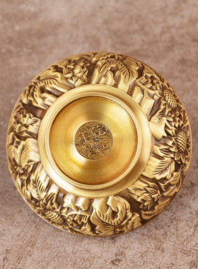 宏达 全黄铜向日葵熏香炉铜器礼品创意家居装饰品摆件