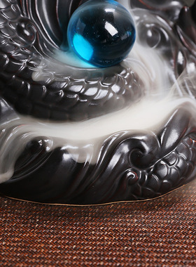 原创经典款中国龙倒流香香炉创意陶瓷大号龙戏珠香炉家居摆件批发