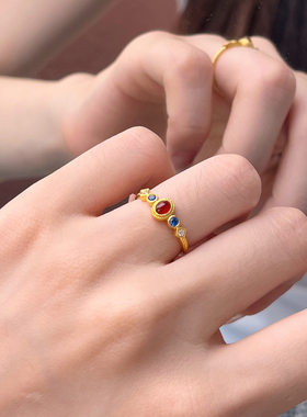 吉盟珠宝黄金闭口戒指足金999国风风华指环时尚简约送女友礼物