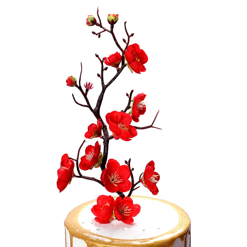中国风半圆折扇生日蛋糕装饰老人祝寿插件烫金红色扇子插牌包邮