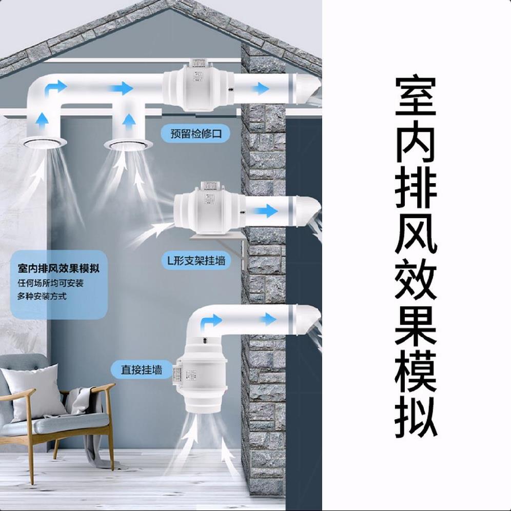 办公室厕所棋牌室包间管道风机麻将室6寸排气扇排风扇厨房抽风机-图2