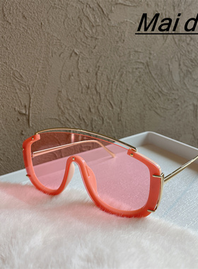 网红个性连体黑色墨镜超大框