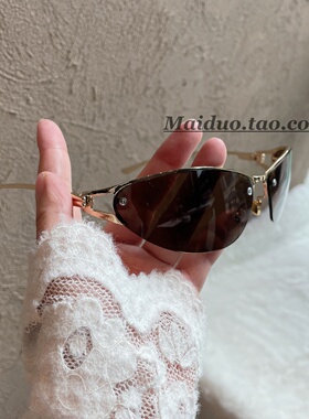 杨超越同款无框猫眼墨镜女高级感金属半框Y2K辣妹凹造型太阳眼镜