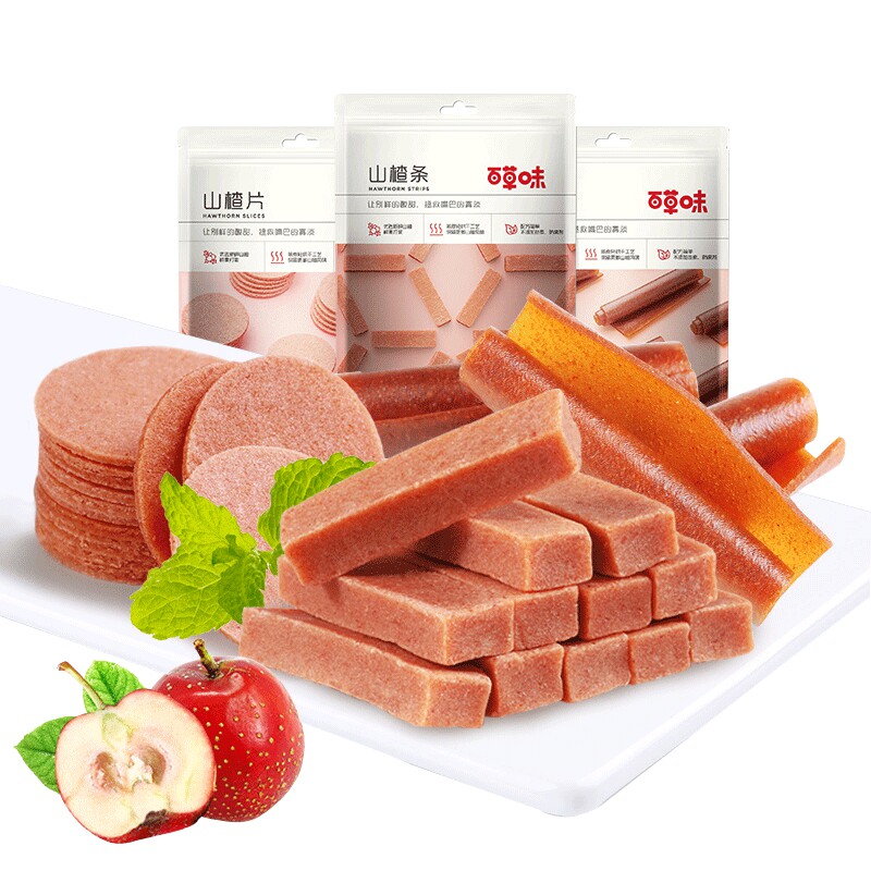 【满99减40】百草味208g片条糕山楂片 零食屋食品山楂类制品