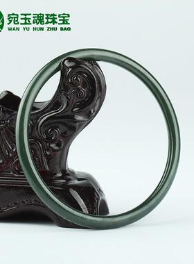 和田玉手镯女塔青镯子青玉圆镯