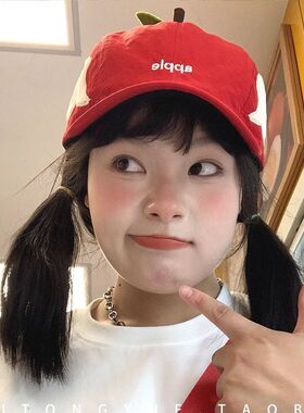 趣味原创红苹果棒球帽夏防晒帽女