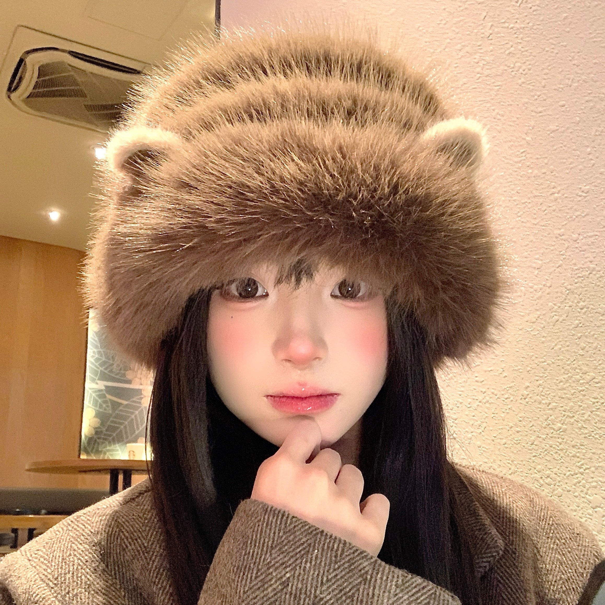 可爱猫咪耳朵渔夫帽女冬季2025新款防寒保暖毛绒帽子大头围盆帽,淘宝优惠券,粉丝福利购,淘宝优惠卷