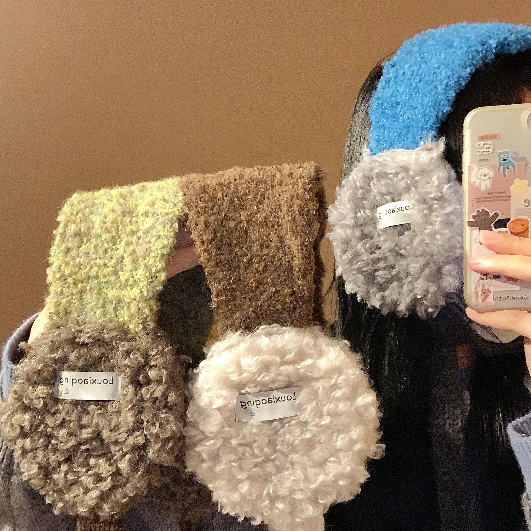 韩版拼色羊羔毛绒耳罩女冬季加厚保暖防寒骑行护耳系带耳包耳捂子,淘宝优惠券,粉丝福利购,淘宝优惠卷