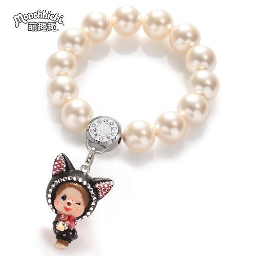 Monchhichi/萌趣趣饰品日韩甜美12mm仿珍珠手链送女友好礼物B009 - 图3