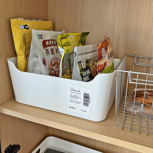 白色加厚塑料收纳筐橱柜收纳整理盒玩具零食分类收纳筐 - 图0