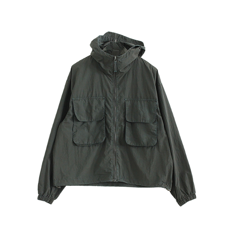 韩国代购男女vintage paper pocket hood jacket工装连帽夹克外套