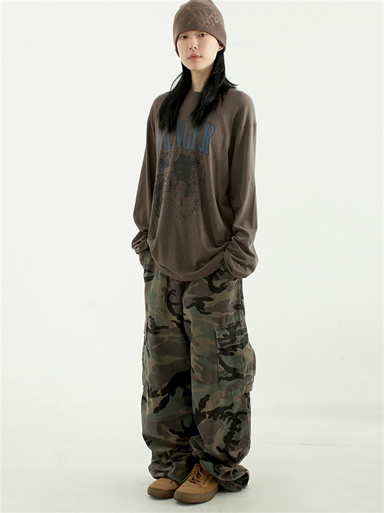 韩国代购男女款camo pattern cargo banding pants迷彩工装休闲裤 - 图2