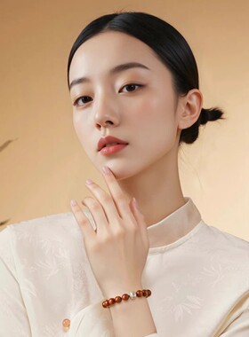 黄花梨纯银六字真言手串