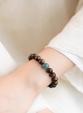 沉香翡翠转运珠手串男女