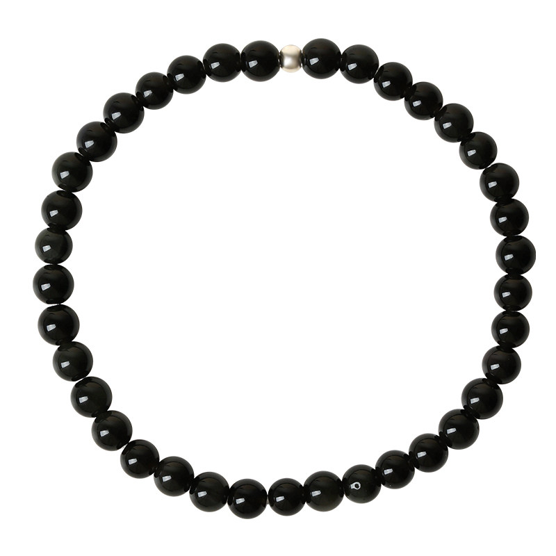 黑曜石女夏纯银转运珠简约小众手串 赏峰饰品手链