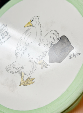 世界岛 英国手绘可爱动物圆形瓷砖童趣插画瓷片桌面墙面装饰摆件