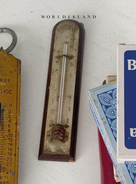 世界岛 德国70s木质酒精温度计