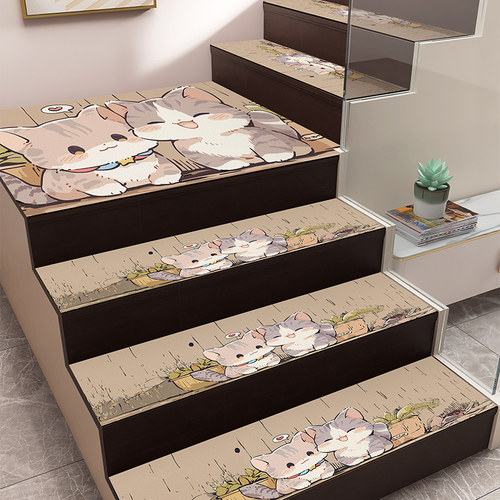 硅藻泥卡通楼梯踏步垫台阶防滑免胶塑胶地板革高端台阶隔音脚垫 - 图2