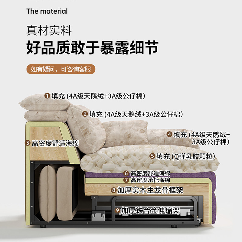 法式奶油侘寂风客厅电动功能沙发零靠墙可调节伸缩可拆洗布艺沙发,淘宝优惠券,粉丝福利购,淘宝优惠卷