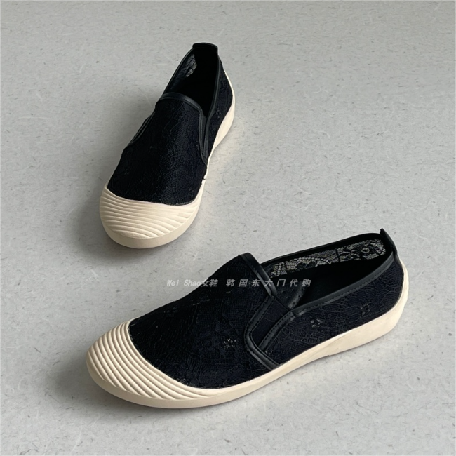 韩国东大门代购春夏季新款甜美小香风网纱绣花透视浅口平底休闲鞋,淘宝优惠券,粉丝福利购,淘宝优惠卷