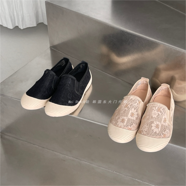 韩国东大门代购春夏季新款甜美小香风网纱绣花透视浅口平底休闲鞋,淘宝优惠券,粉丝福利购,淘宝优惠卷