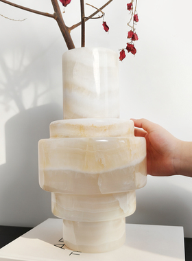 中古西班牙云石花器装饰摆件