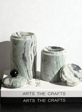 大理石复古收纳罐储物首饰盒摆件售楼处样板间酒店软装