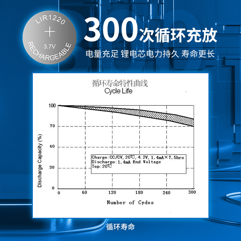 CT驰特LIR1220 3.7V遥控器心电图纽扣充电锂电池替CR1220 1粒 - 图3