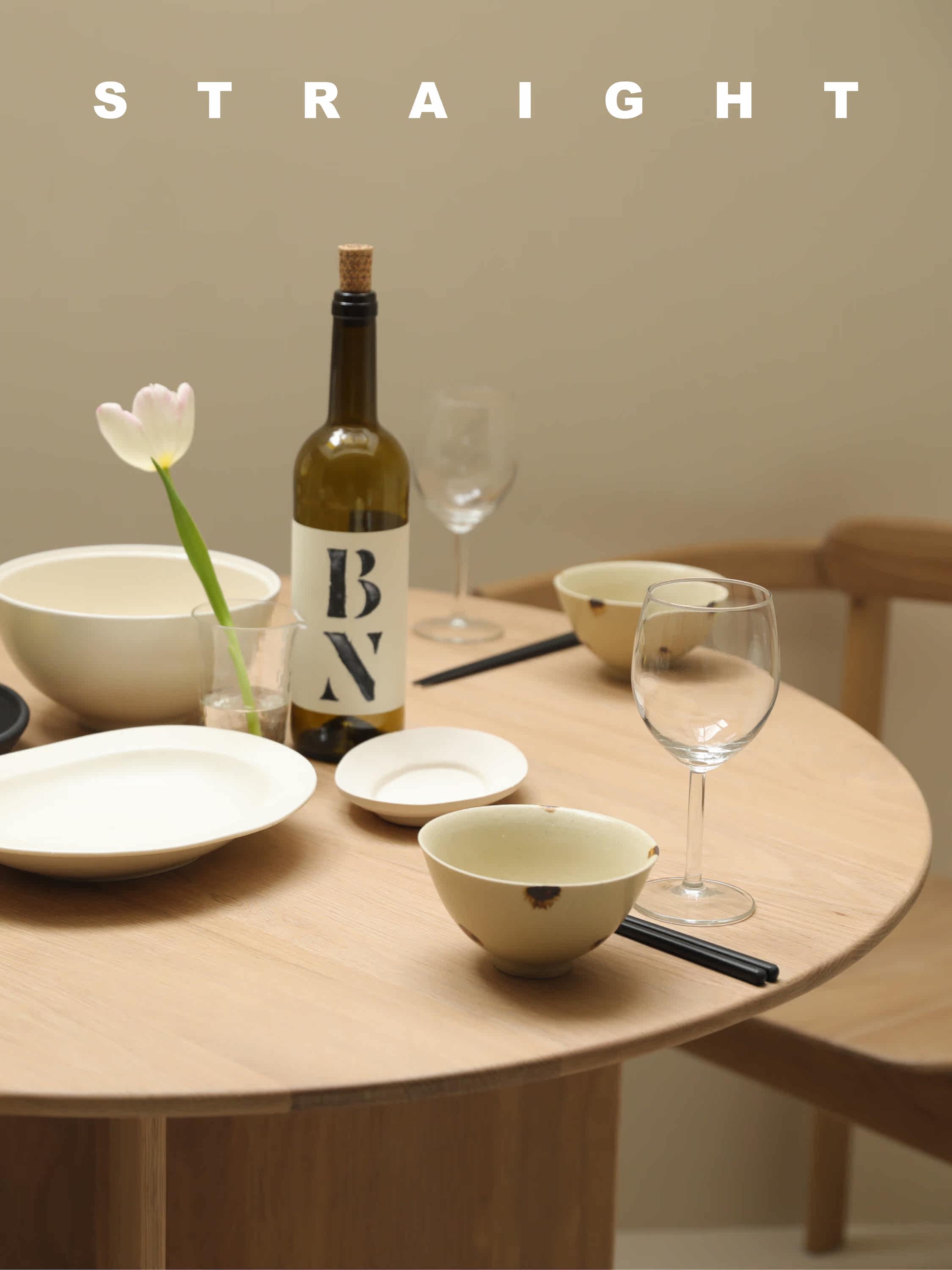 straight原创实木餐桌橡木圆桌饭桌桌椅组合餐厅客厅简约北欧风