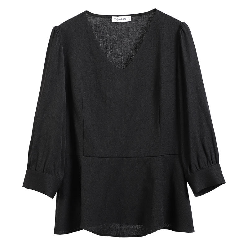 早秋2020新款小衫女百搭v领t恤 欧茄林服饰T恤