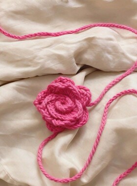 新款小众发饰精致简约百搭闺蜜港风日韩配饰花朵毛线编织项圈