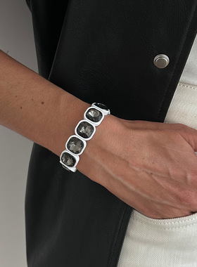 欧美饰品轻奢镶嵌亚克力钻手镯戒指组合潮流气质新款手饰